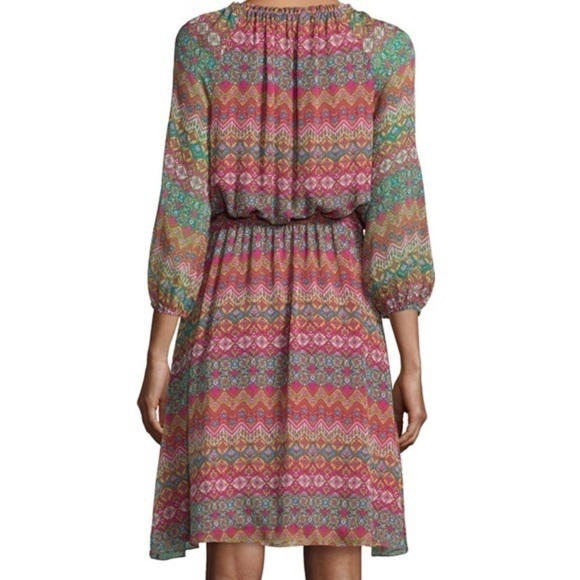 Diane Von Furstenberg 100% Silk Dress Parry Multi-Floral Peasant Smock Size 0 - Picture 10 of 16